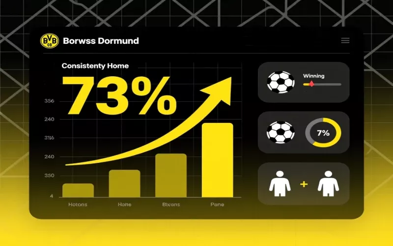 BVB Heimspiel Statistik 2023/24 - 73% Siege mit 2+ Toren Unterschied