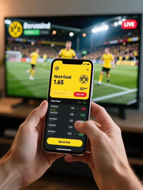 Live-Wetten App auf Smartphone - mobiles Wetten in Echtzeit auf BVB-Spiele